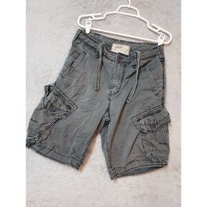 Jet Lag Cargo Shorts Mens 30 Heavyweight Ripstop Drawstring Faded Gray Utility